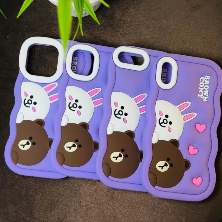3D Cartoon Cony Bear Case Purple