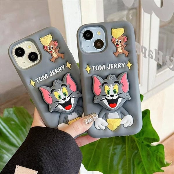 3D Tom & Jerry Cartoon Case With Holder (NEW)